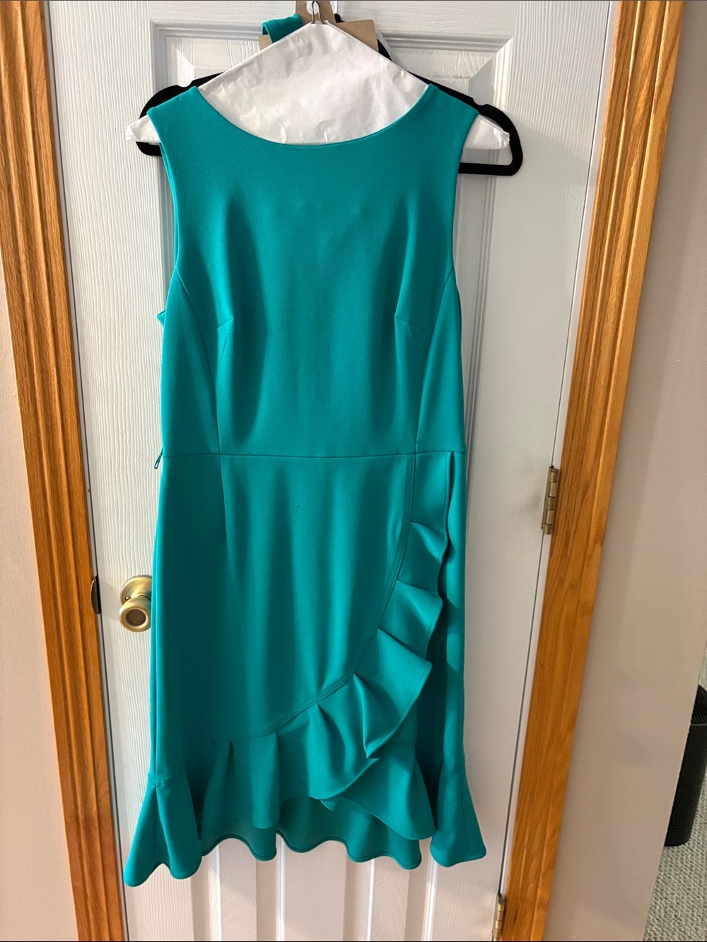 Calvin Klein Teal Sleeveless Ruffle-Hem Midi Dress